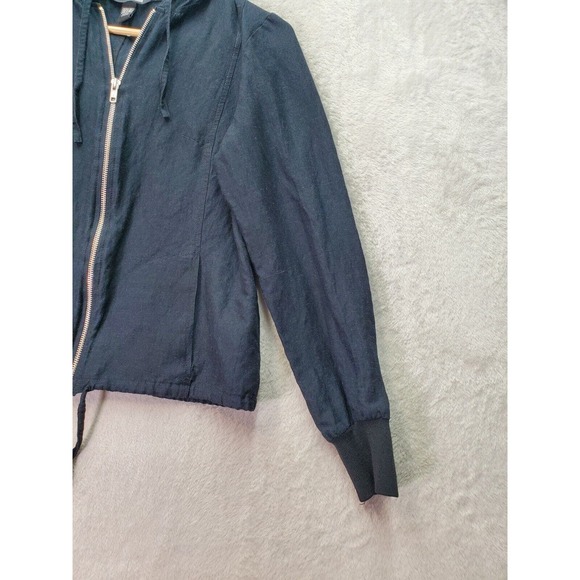 H&M Jacket Womens Size 6 Black Pockets Long Sleeve Hooded Drawstring Full Zipper - Picture 5 of 9